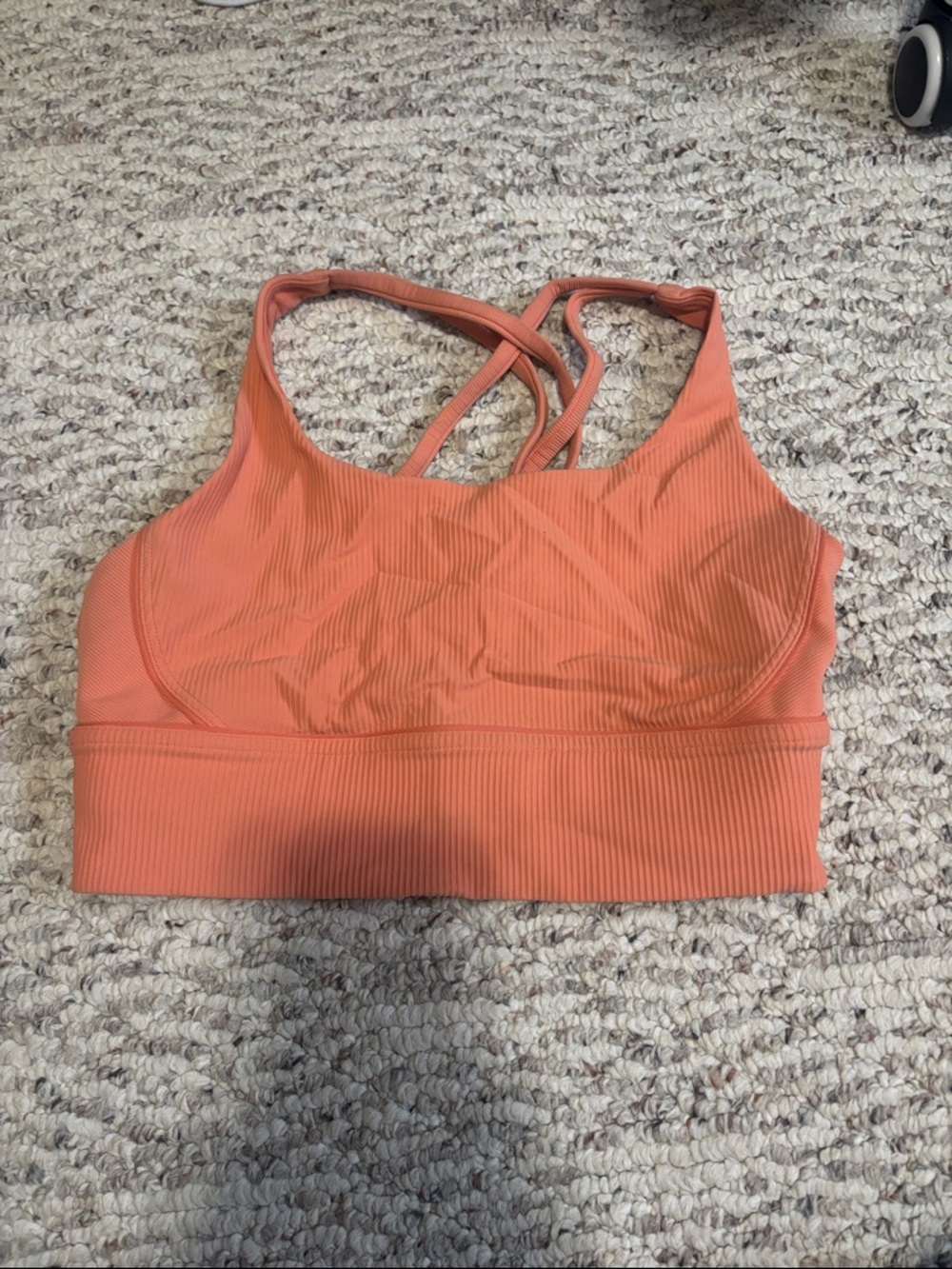 lululemon athletica Ribbed Crossback Sports Bra - Coral Orange